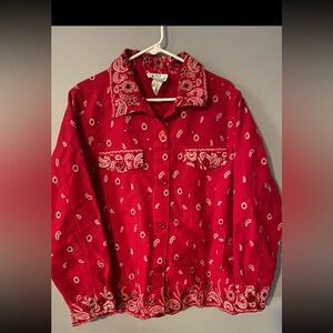Quaker Factory Bandana Print Blazer Jacket with Rhinestones Size Large